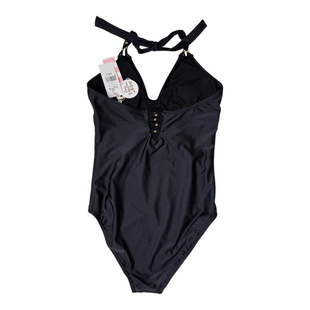 Anthropologie PilyQ Barcelona Midnight Gold Braided One Piece Size 8 NWT - Picture 10 of 11